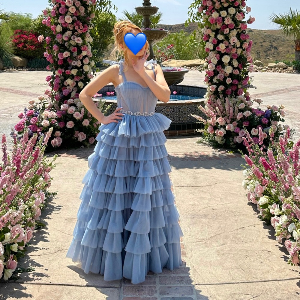 Light blue Milla Ruffle Gown - Size S (4)